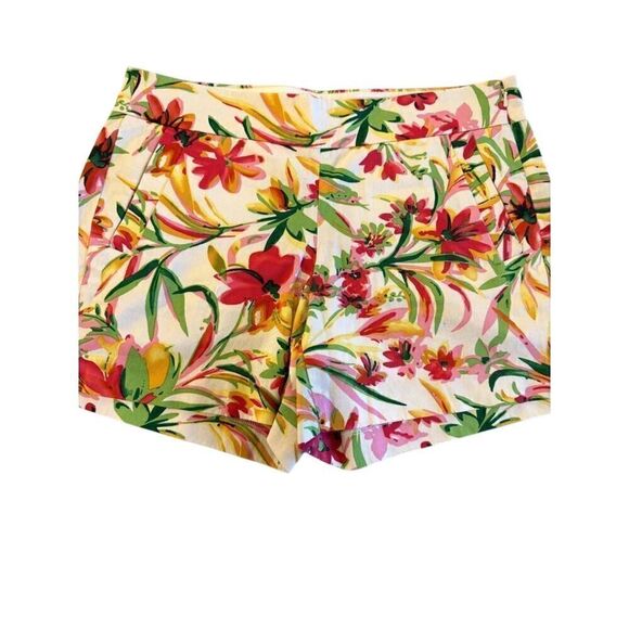 J. Crew Bright Floral Print Chino Shorts 3" Inseam Sz 4 EUC - Picture 2 of 6